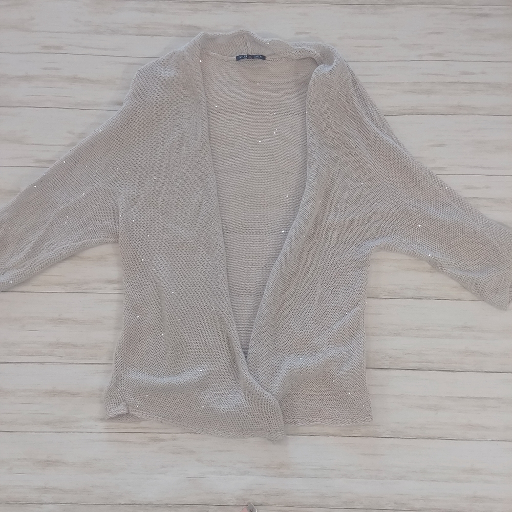Eileen Fisher Sequin Open Front Cardigan - image 1